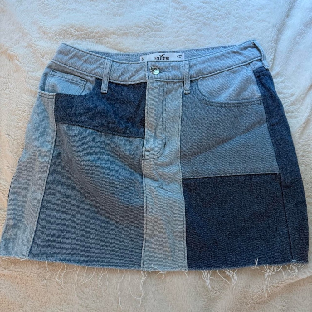 Hollister Blue Patchwork Mini Skirt